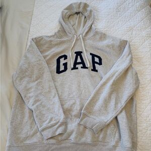 GAP Light Gray Hoodie with Navy Logo